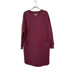 Universal Standard Game Sweatshirt Dress Maroon Comfy Pockets Leisurewear